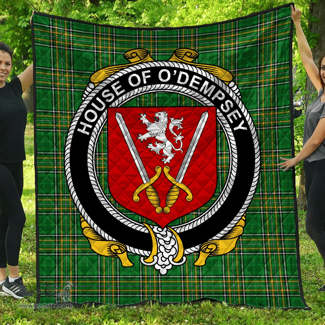 Scottish House Of O'Dempsey Irish Coat of Arms Family Crest Quilt Irish National Tartan Irish County Quilts
