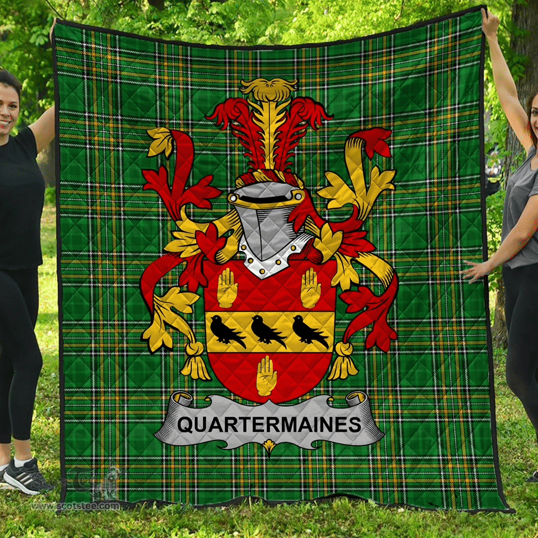 Scottish Quartermaines Irish Coat of Arms Family Crest Quilt Irish National Tartan Irish County Quilts