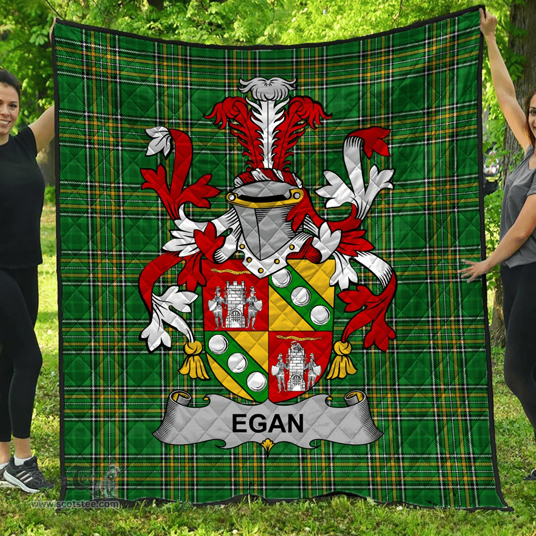 Scottish Egan Or Mcegan Irish Coat of Arms Family Crest Quilt Irish National Tartan Irish County Quilts