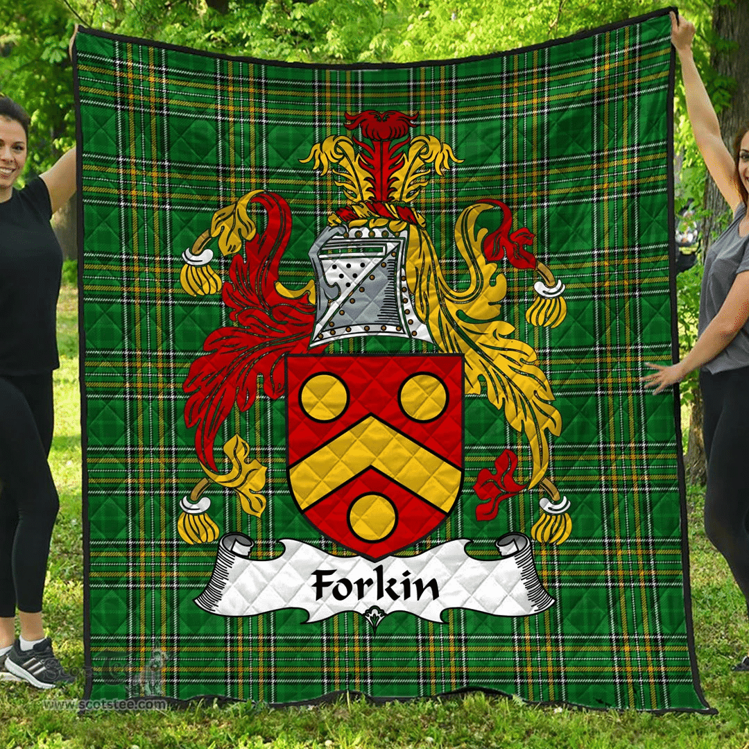 Scottish Forkin Irish Coat of Arms Family Crest Quilt Irish National Tartan Irish County Quilts