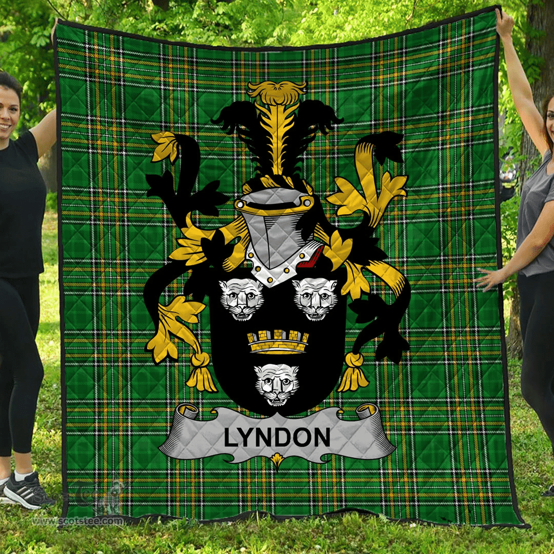 Scottish Lyndon Or Gindon Irish Coat of Arms Family Crest Quilt Irish National Tartan Irish County Quilts