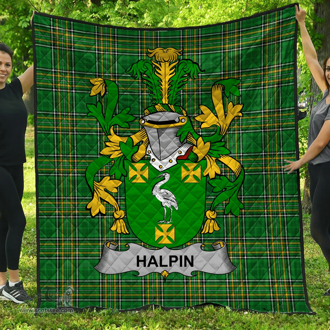 Scottish Halpin Or O'Halpin Irish Coat of Arms Family Crest Quilt Irish National Tartan Irish County Quilts