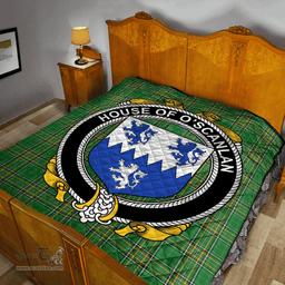 Scottish House Of O'Scanlan (Munster) Irish Coat of Arms Family Crest Quilt Irish National Tartan Irish County Quilts