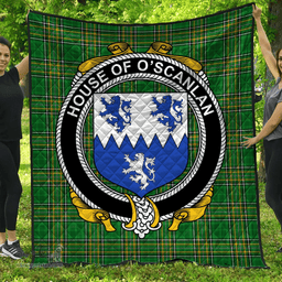 Scottish House Of O'Scanlan (Munster) Irish Coat of Arms Family Crest Quilt Irish National Tartan Irish County Quilts