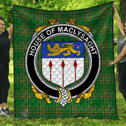 Scottish House Of Maclysaght Irish Coat of Arms Family Crest Quilt Irish National Tartan Irish County Quilts