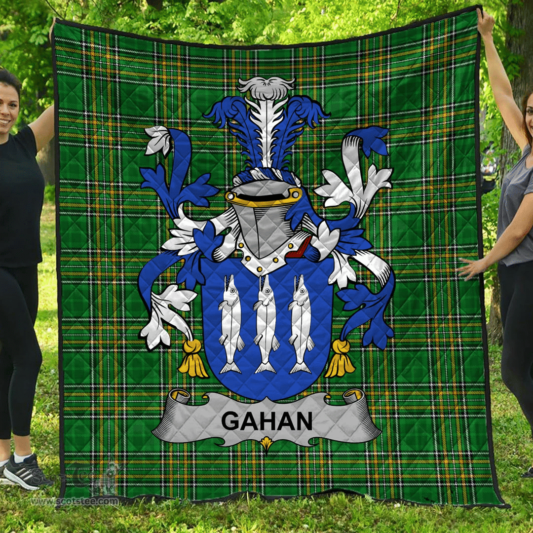 Scottish Gahan Or Mcgahan Irish Coat of Arms Family Crest Quilt Irish National Tartan Irish County Quilts