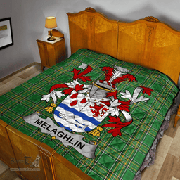 Scottish Melaghlin Or O'Melaghlin Irish Coat of Arms Family Crest Quilt Irish National Tartan Irish County Quilts