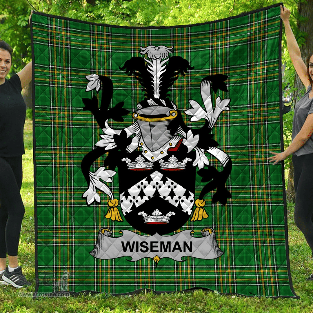 Scottish Wiseman Irish Coat of Arms Family Crest Quilt Irish National Tartan Irish County Quilts