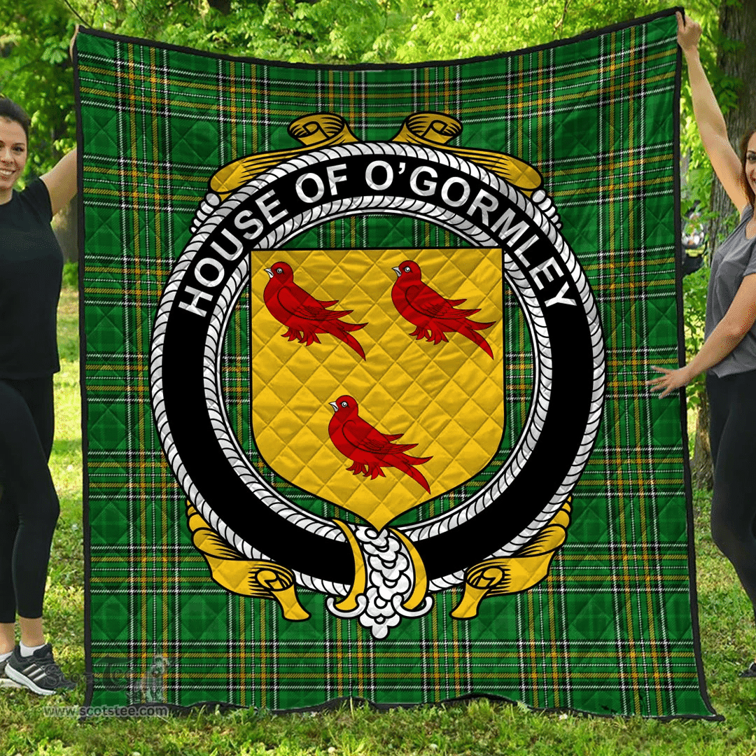 Scottish House Of O'Gormley Irish Coat of Arms Family Crest Quilt Irish National Tartan Irish County Quilts