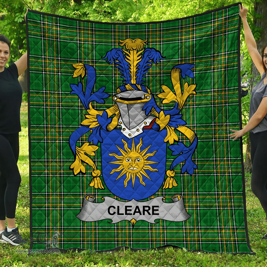 Scottish Cleare Irish Coat of Arms Family Crest Quilt Irish National Tartan Irish County Quilts
