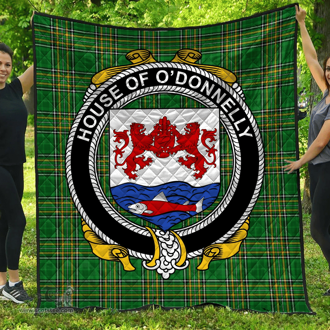 Scottish House Of O'Donnelly Irish Coat of Arms Family Crest Quilt Irish National Tartan Irish County Quilts