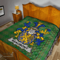 Scottish Beaumont Irish Coat of Arms Family Crest Quilt Irish National Tartan Irish County Quilts