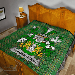 Scottish Shaughnessy Or O'Shaughnessy Irish Coat of Arms Family Crest Quilt Irish National Tartan Irish County Quilts