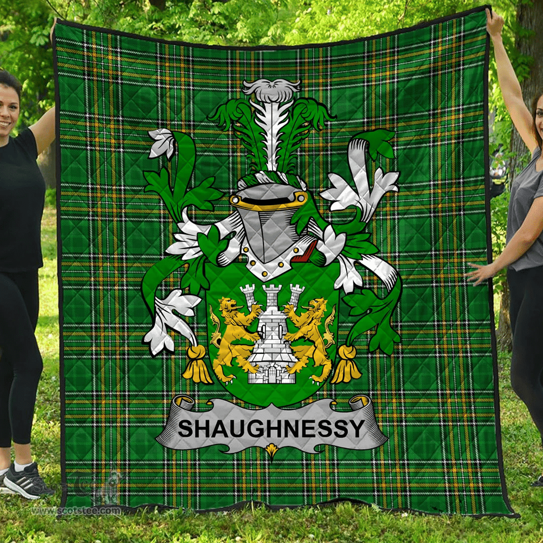 Scottish Shaughnessy Or O'Shaughnessy Irish Coat of Arms Family Crest Quilt Irish National Tartan Irish County Quilts