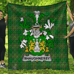 Scottish Shaughnessy Or O'Shaughnessy Irish Coat of Arms Family Crest Quilt Irish National Tartan Irish County Quilts