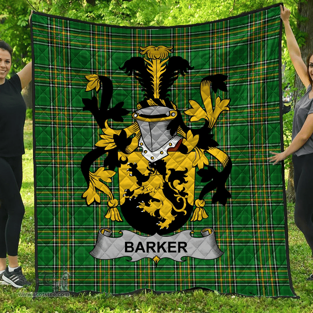 Scottish Barker Irish Coat of Arms Family Crest Quilt Irish National Tartan Irish County Quilts