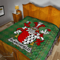 Scottish Blanchfield Irish Coat of Arms Family Crest Quilt Irish National Tartan Irish County Quilts