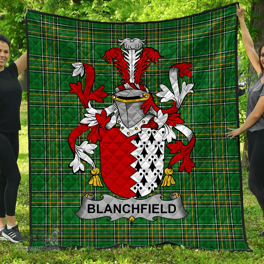 Scottish Blanchfield Irish Coat of Arms Family Crest Quilt Irish National Tartan Irish County Quilts