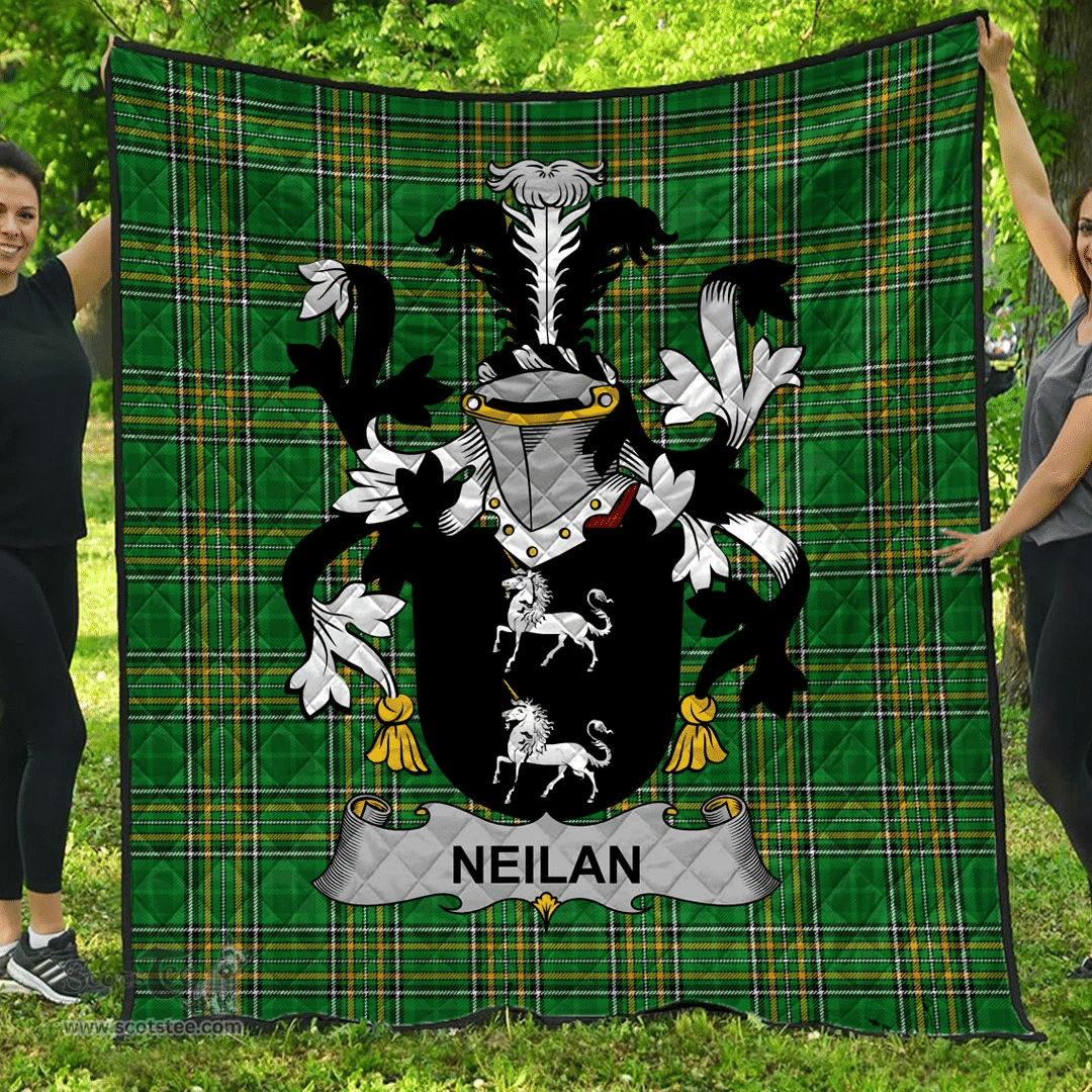Scottish Neilan Or O'Neylan Irish Coat of Arms Family Crest Quilt Irish National Tartan Irish County Quilts