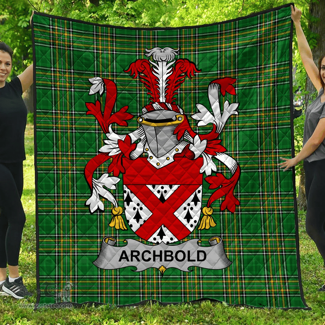 Scottish Archbold Irish Coat of Arms Family Crest Quilt Irish National Tartan Irish County Quilts