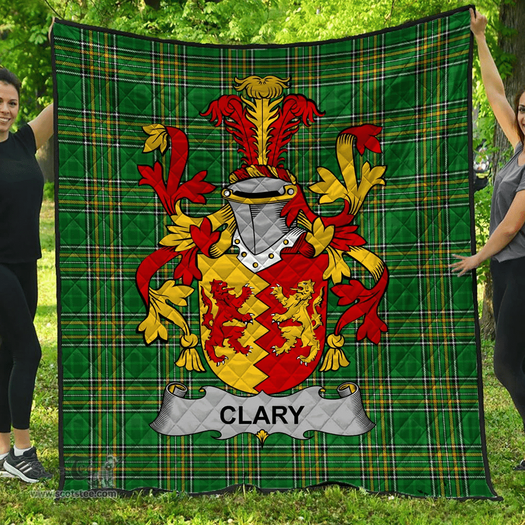 Scottish Clary Or O'Clary. Irish Coat of Arms Family Crest Quilt Irish National Tartan Irish County Quilts