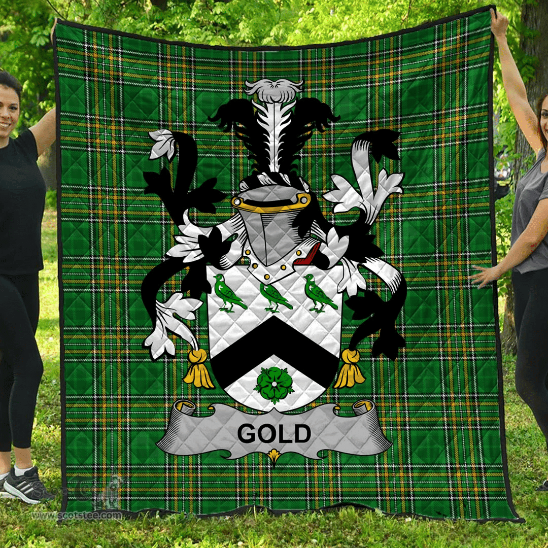 Scottish Gold Irish Coat of Arms Family Crest Quilt Irish National Tartan Irish County Quilts