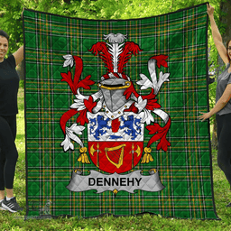 Scottish Dennehy Or O'Dennehy Irish Coat of Arms Family Crest Quilt Irish National Tartan Irish County Quilts