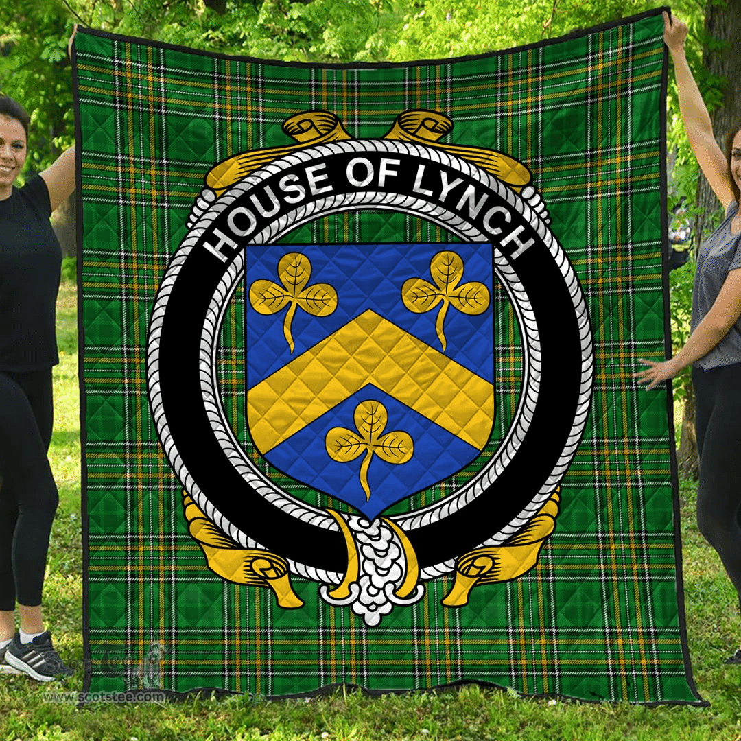 Scottish House Of Lynch Irish Coat of Arms Family Crest Quilt Irish National Tartan Irish County Quilts