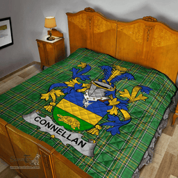 Scottish Connellan Or O'Connellan Irish Coat of Arms Family Crest Quilt Irish National Tartan Irish County Quilts