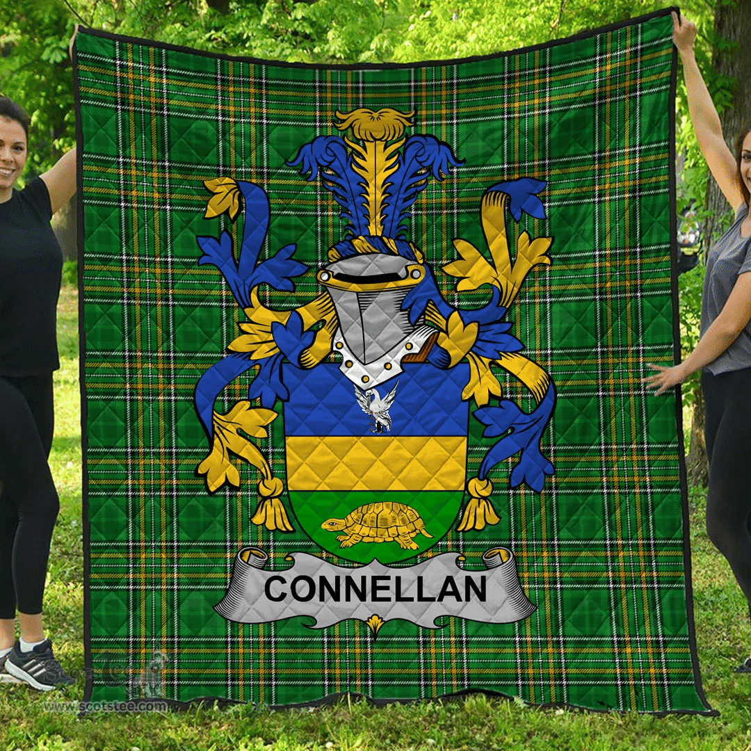 Scottish Connellan Or O'Connellan Irish Coat of Arms Family Crest Quilt Irish National Tartan Irish County Quilts