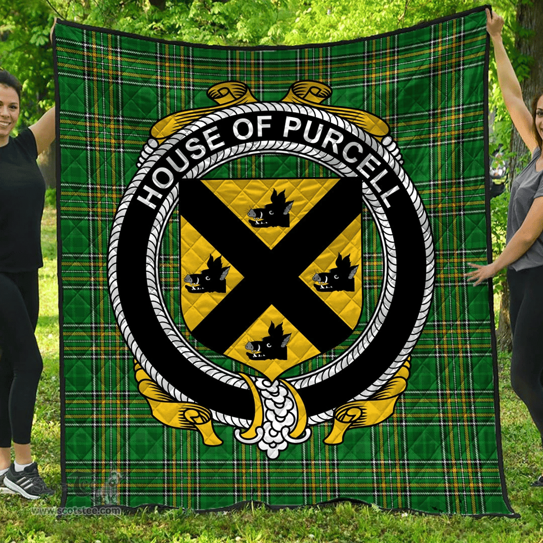 Scottish House Of Purcell Irish Coat of Arms Family Crest Quilt Irish National Tartan Irish County Quilts