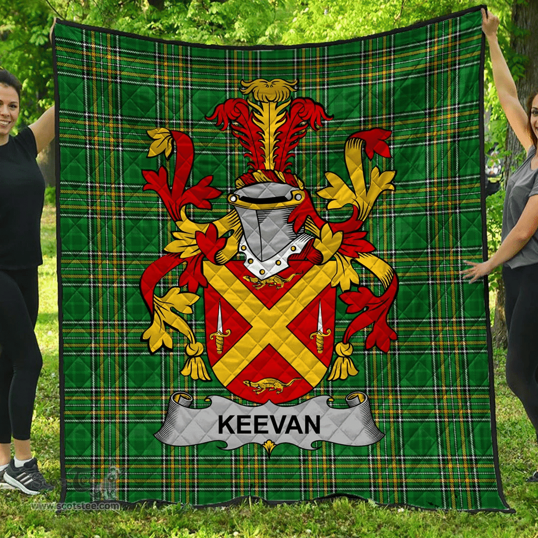 Scottish Keevan Or O'Kevane Irish Coat of Arms Family Crest Quilt Irish National Tartan Irish County Quilts