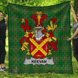Scottish Keevan Or O'Kevane Irish Coat of Arms Family Crest Quilt Irish National Tartan Irish County Quilts