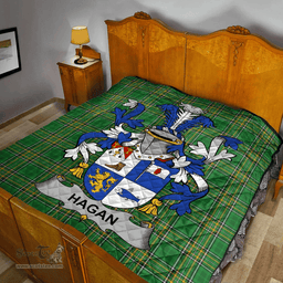 Scottish Hagan Or O'Hagan Irish Coat of Arms Family Crest Quilt Irish National Tartan Irish County Quilts