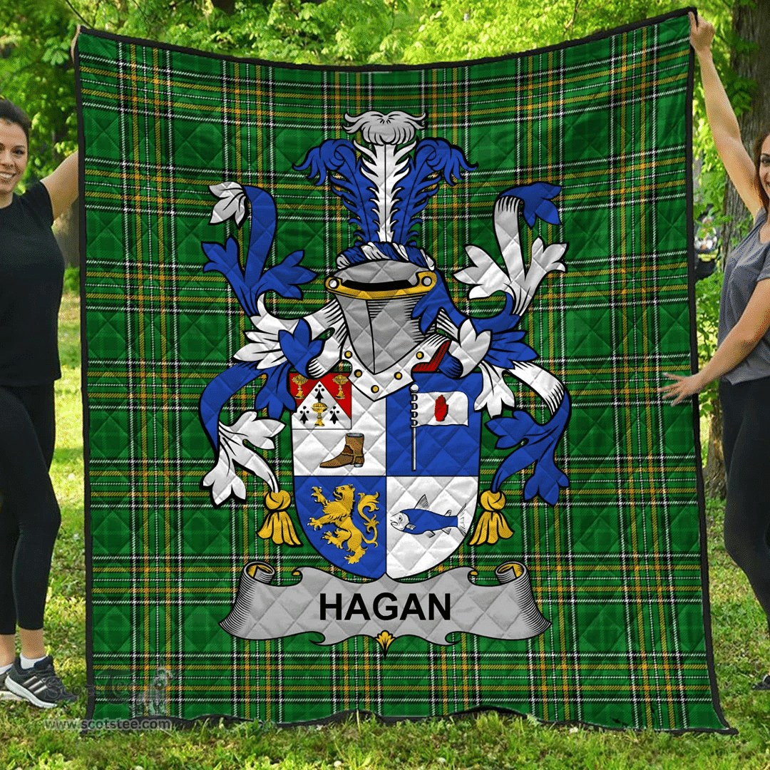 Scottish Hagan Or O'Hagan Irish Coat of Arms Family Crest Quilt Irish National Tartan Irish County Quilts