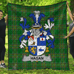 Scottish Hagan Or O'Hagan Irish Coat of Arms Family Crest Quilt Irish National Tartan Irish County Quilts
