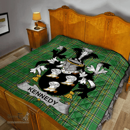 Scottish Kennedy Or O'Kennedy Irish Coat of Arms Family Crest Quilt Irish National Tartan Irish County Quilts