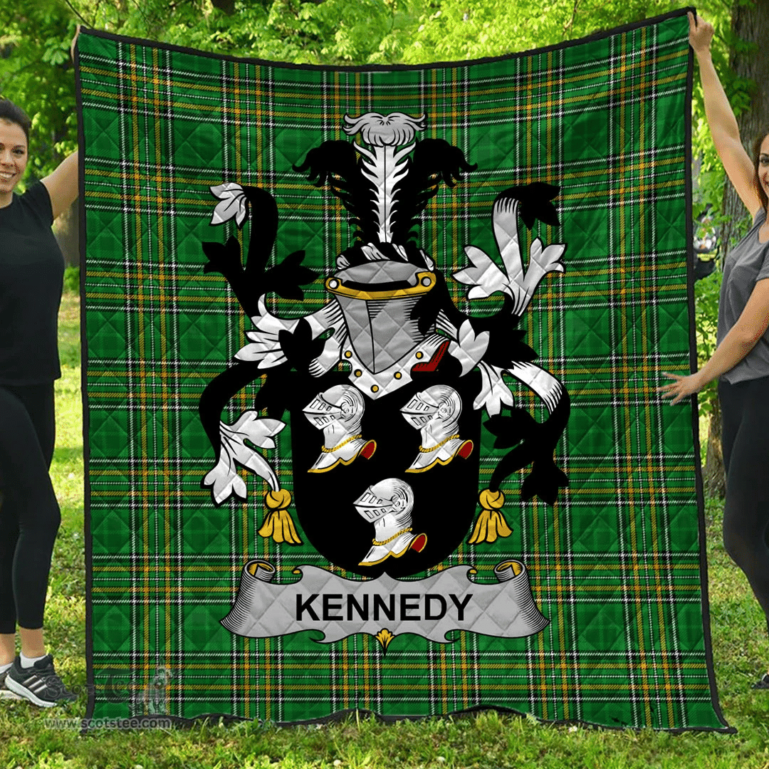 Scottish Kennedy Or O'Kennedy Irish Coat of Arms Family Crest Quilt Irish National Tartan Irish County Quilts