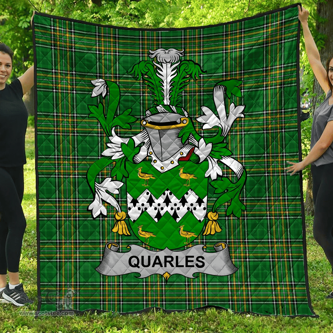 Scottish Quarles Irish Coat of Arms Family Crest Quilt Irish National Tartan Irish County Quilts