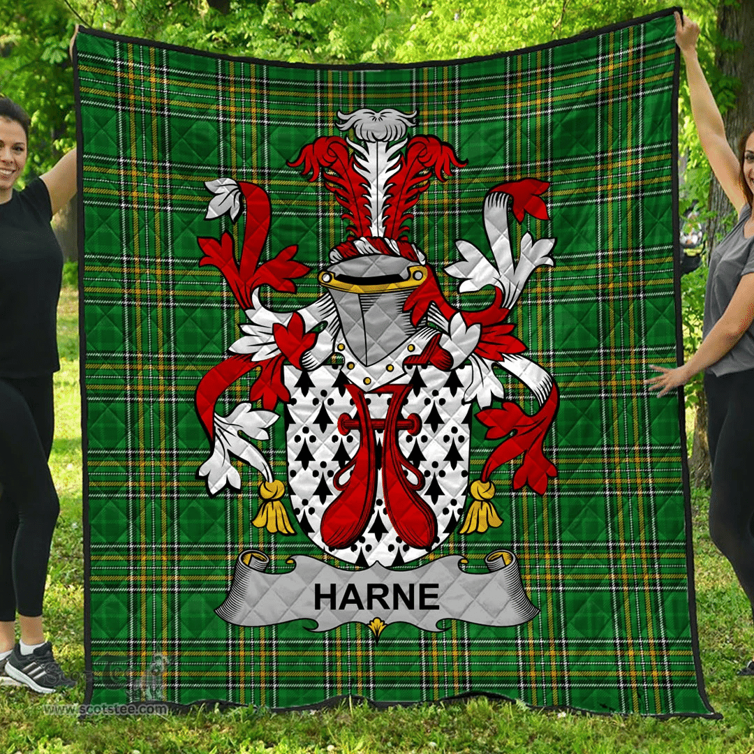 Scottish Harne Irish Coat of Arms Family Crest Quilt Irish National Tartan Irish County Quilts