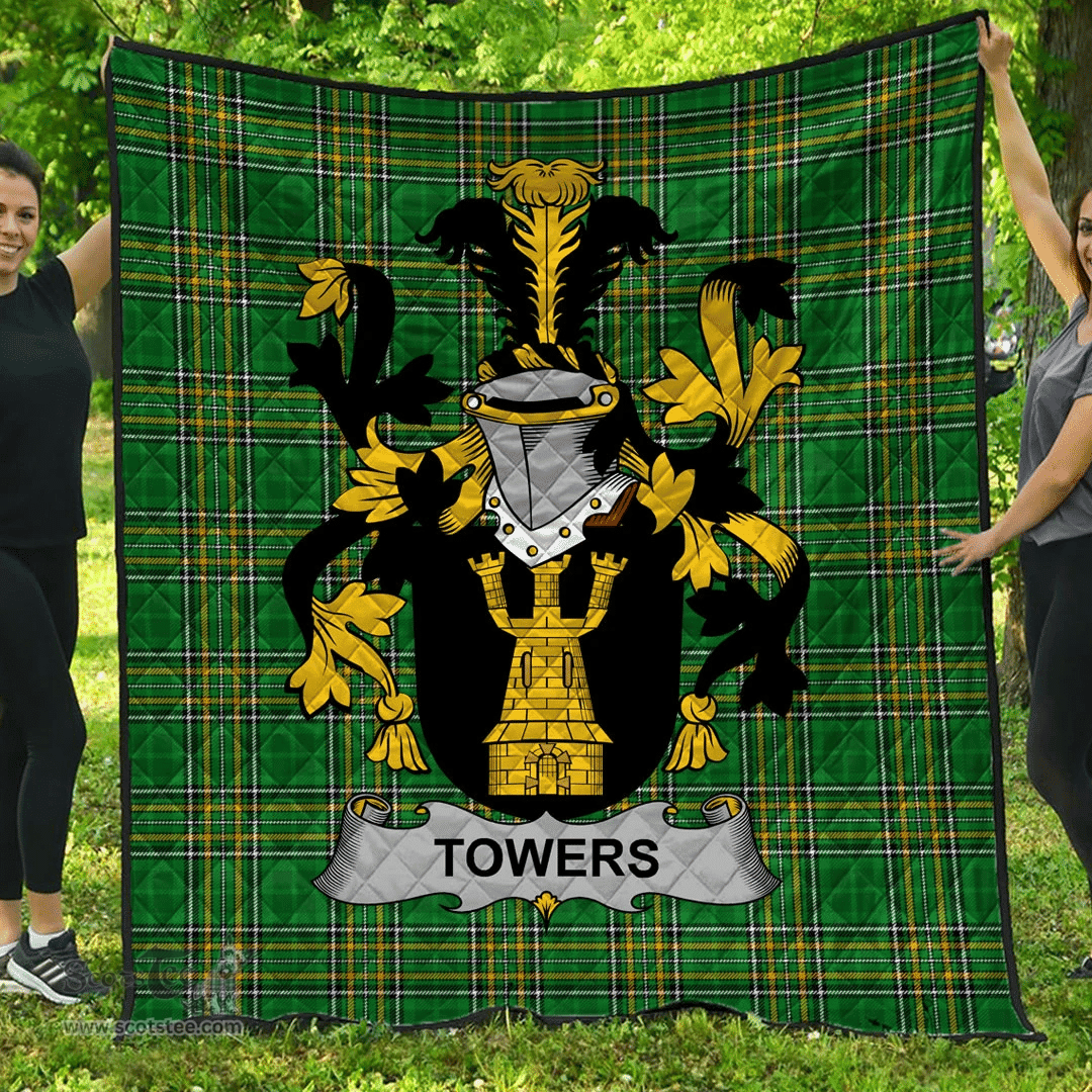Scottish Towers Irish Coat of Arms Family Crest Quilt Irish National Tartan Irish County Quilts