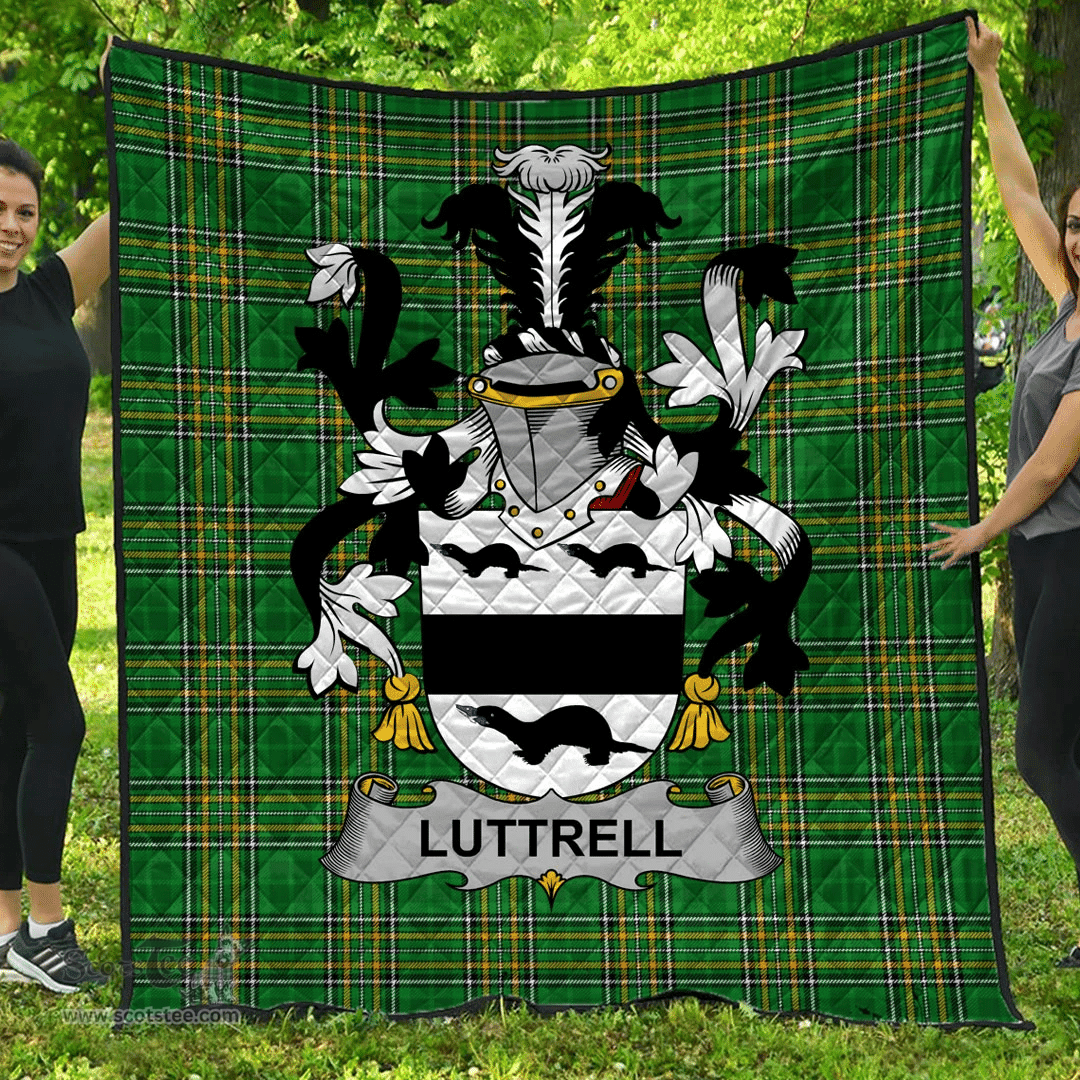 Scottish Luttrell Irish Coat of Arms Family Crest Quilt Irish National Tartan Irish County Quilts