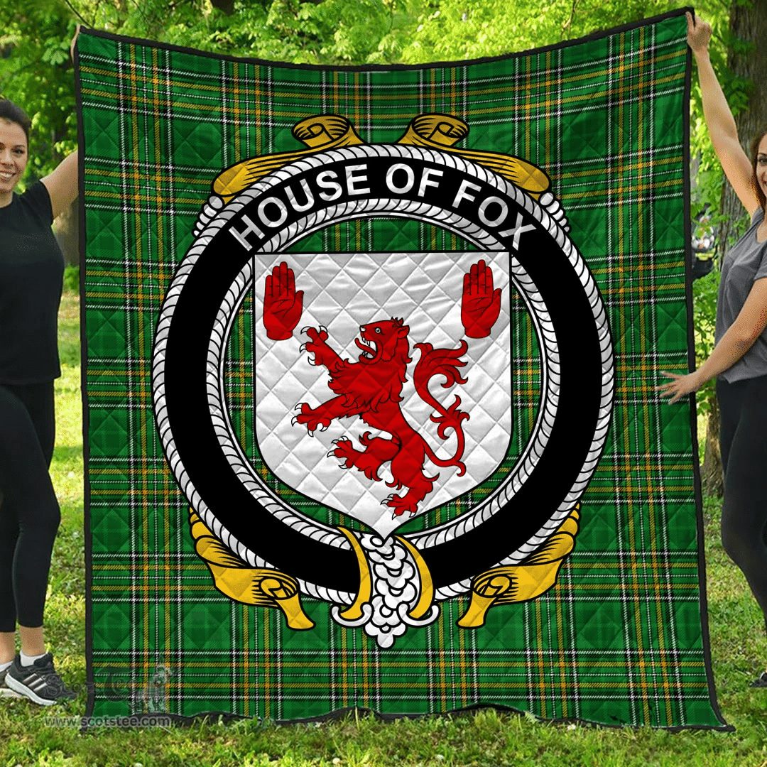Scottish House Of Fox Irish Coat of Arms Family Crest Quilt Irish National Tartan Irish County Quilts