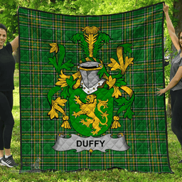 Scottish Duffy Or O'Duffy Irish Coat of Arms Family Crest Quilt Irish National Tartan Irish County Quilts