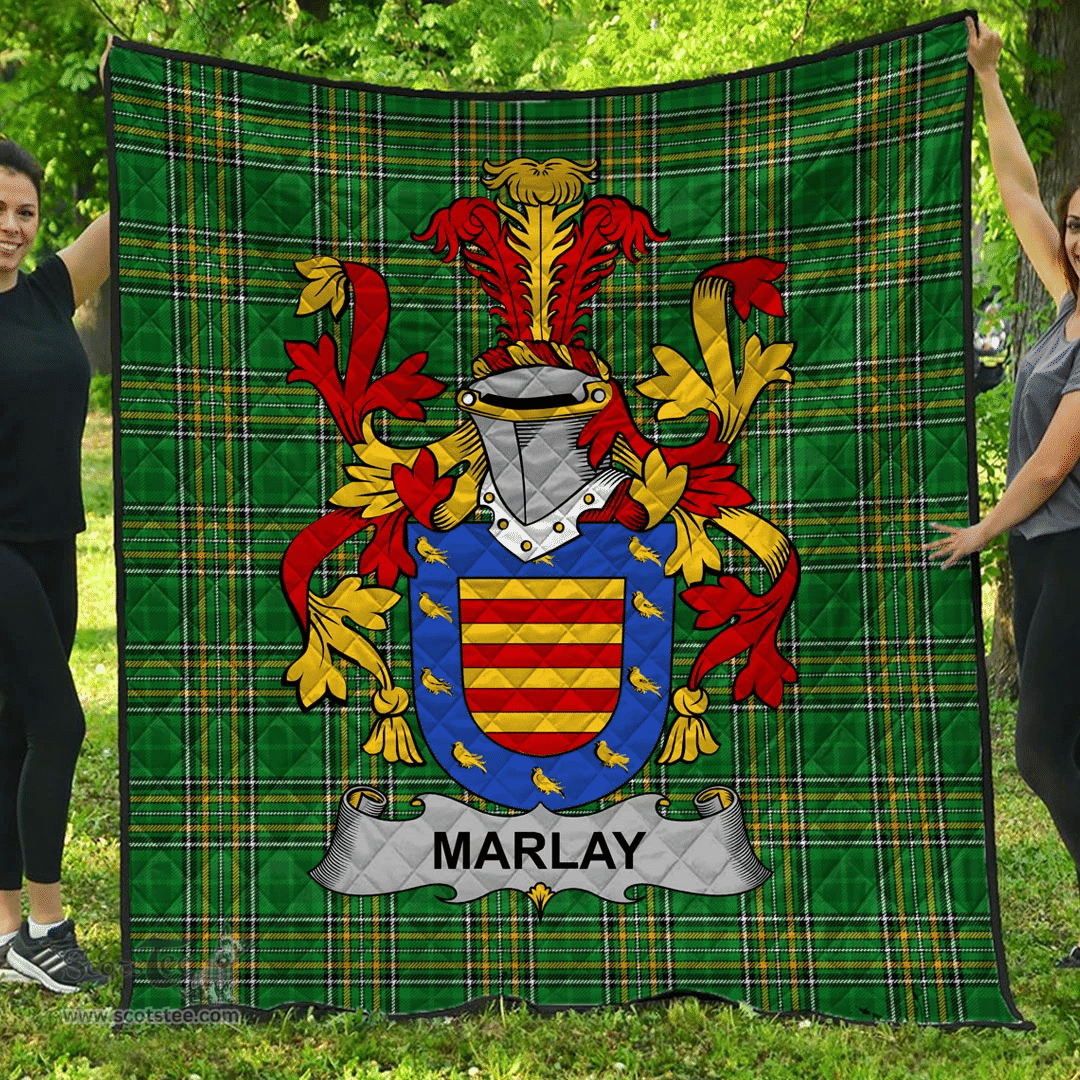 Scottish Marlay Or O'Marley Irish Coat of Arms Family Crest Quilt Irish National Tartan Irish County Quilts