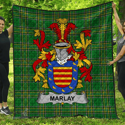 Scottish Marlay Or O'Marley Irish Coat of Arms Family Crest Quilt Irish National Tartan Irish County Quilts
