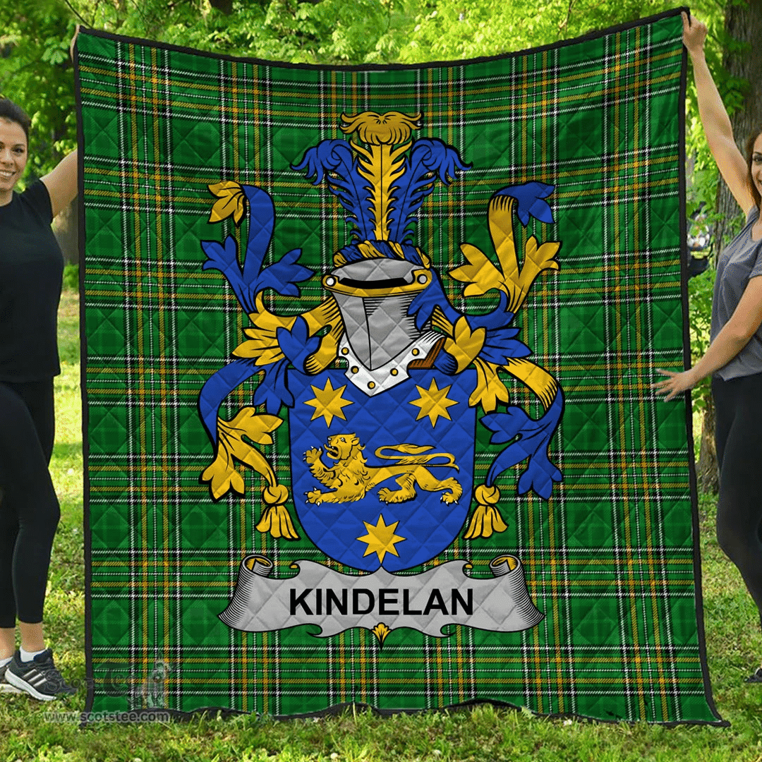 Scottish Kindelan Or O'Kindelan Irish Coat of Arms Family Crest Quilt Irish National Tartan Irish County Quilts