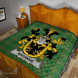 Scottish Browne Irish Coat of Arms Family Crest Quilt Irish National Tartan Irish County Quilts