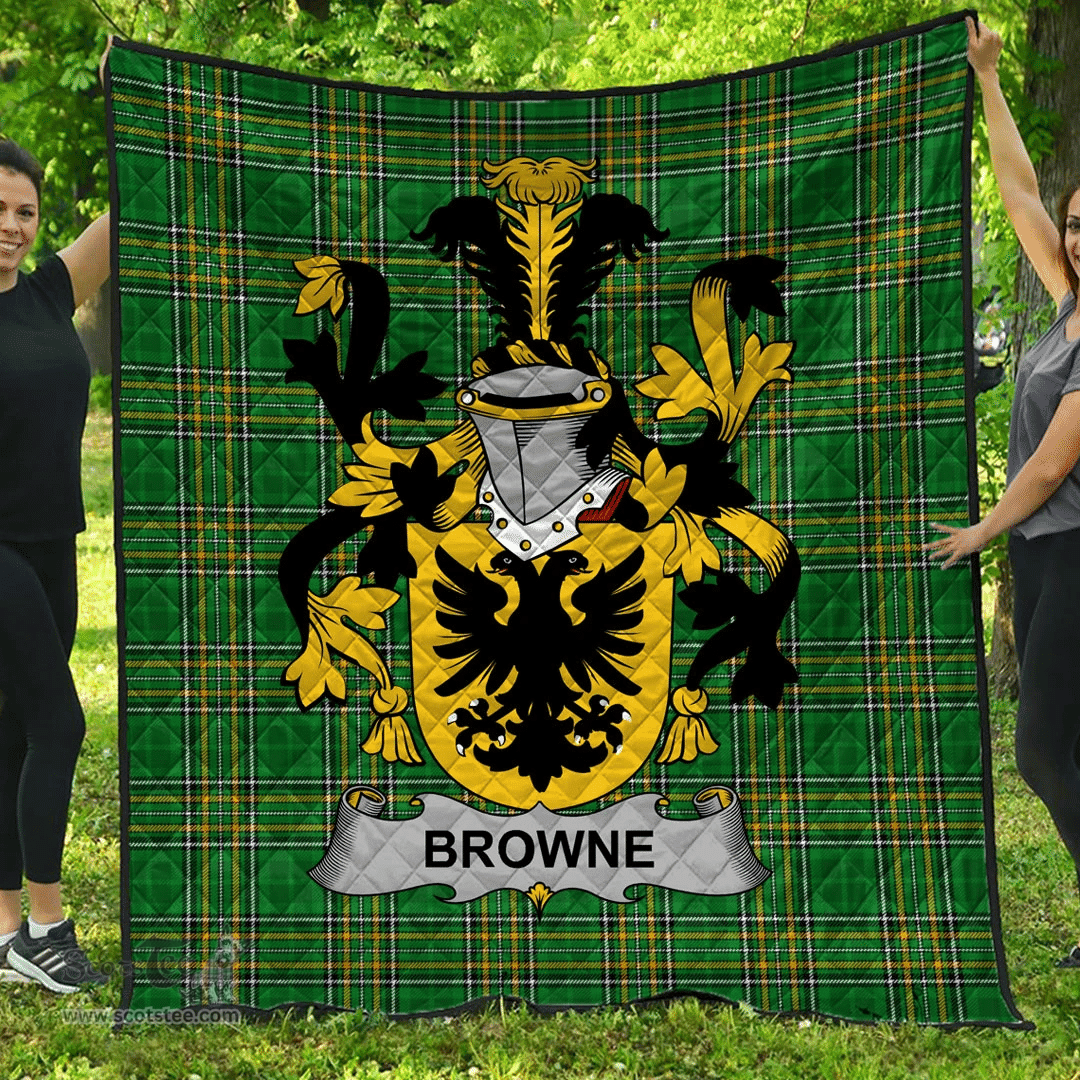 Scottish Browne Irish Coat of Arms Family Crest Quilt Irish National Tartan Irish County Quilts