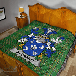 Scottish Aylward Irish Coat of Arms Family Crest Quilt Irish National Tartan Irish County Quilts